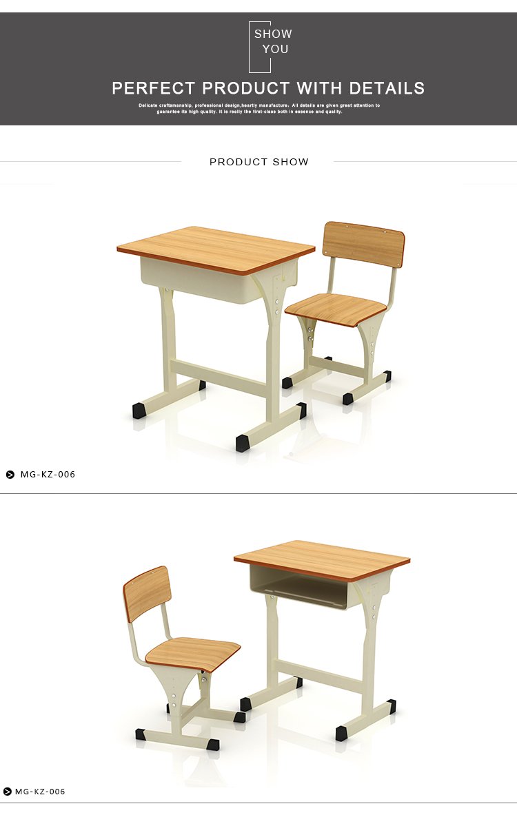 Bureau et chaise de meubles de classe d'étudiant