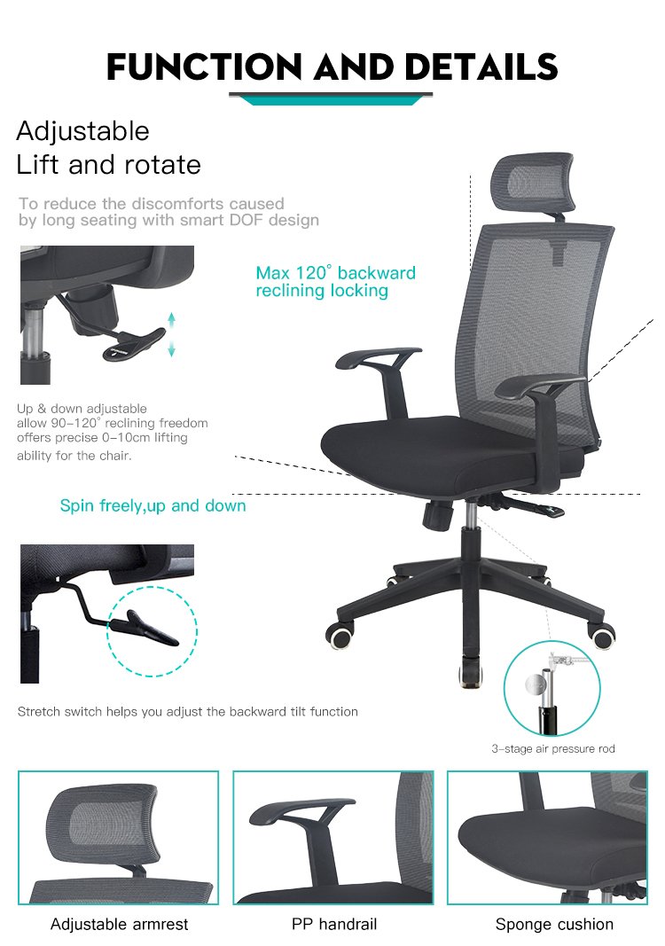 Silla ergonómica de malla para oficina