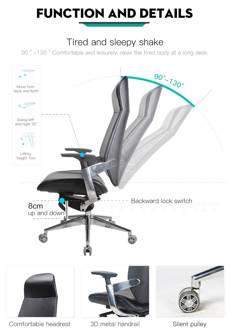 Sedia da ufficio ergonomica in pelle