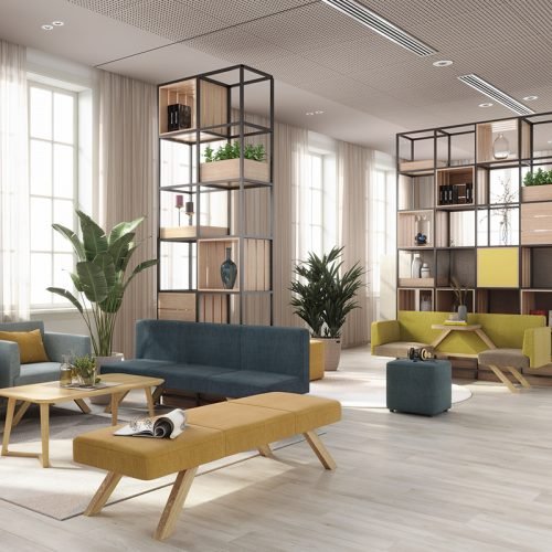 open plan office plants