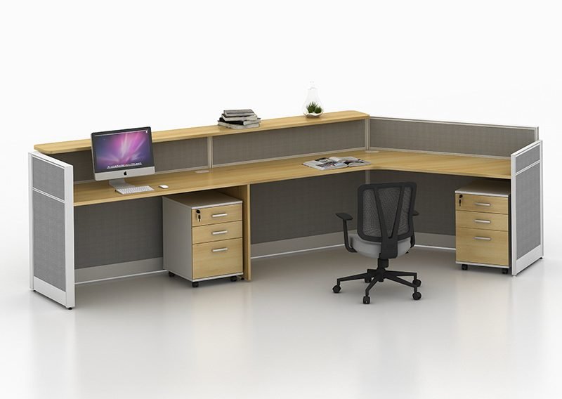 reception desk with storage cabinet