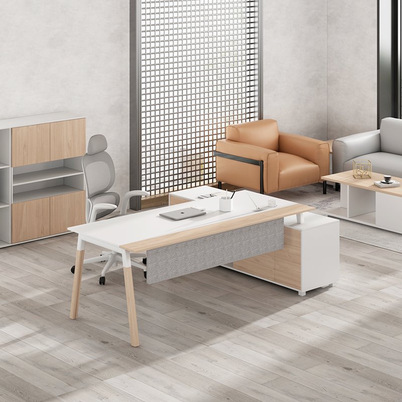 White manger Office Desk with Storage