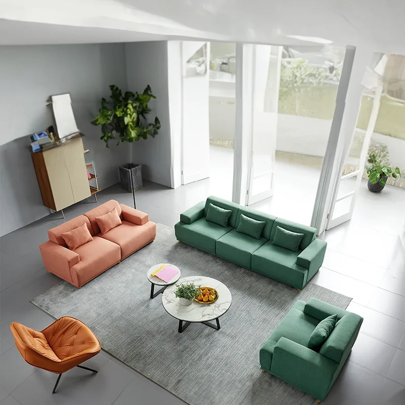 Chinese Office Fabric Leather Sofa Set