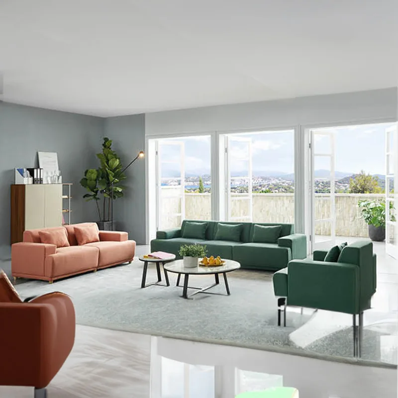 Chinese Office Fabric Leather Sofa Set