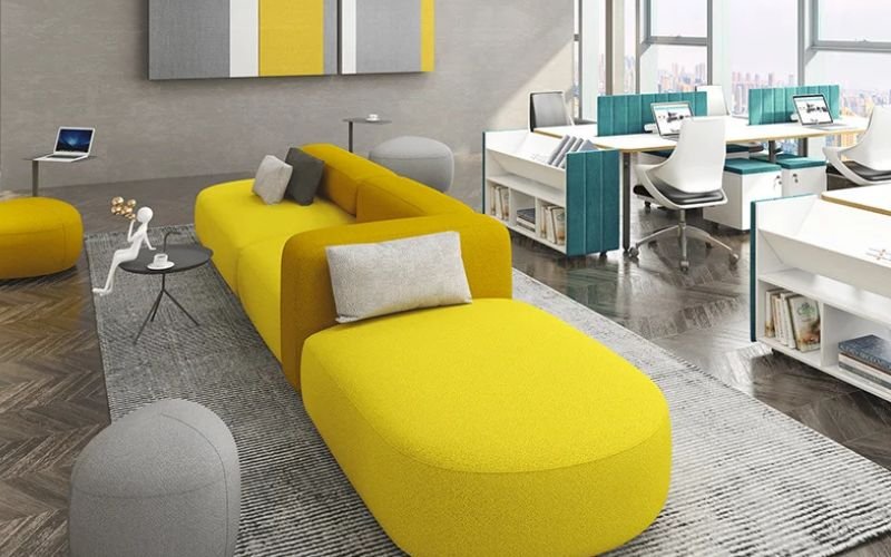 Teddy Modern Fabric Office Modular Sectional Sofa