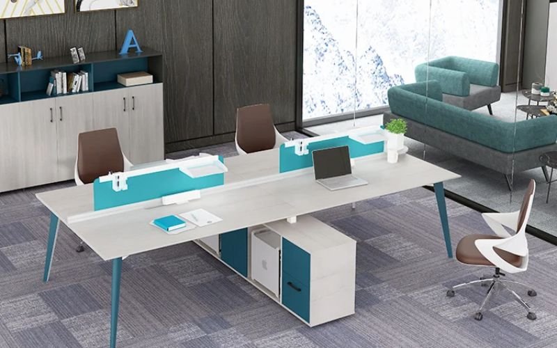 Workstation modulare con armadietto laterale