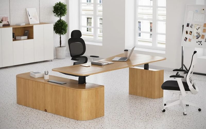 Bureau assis-debout de direction en forme de L Sendi E