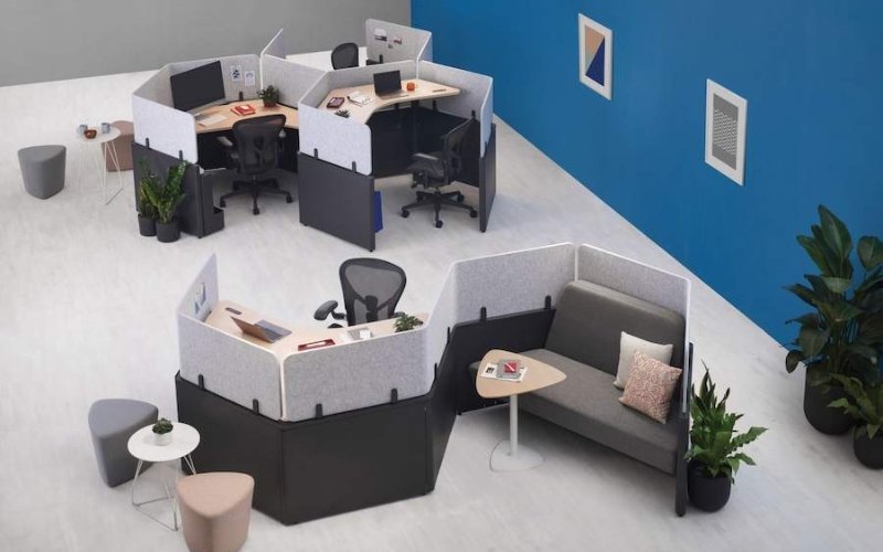 Commercial office desk setup