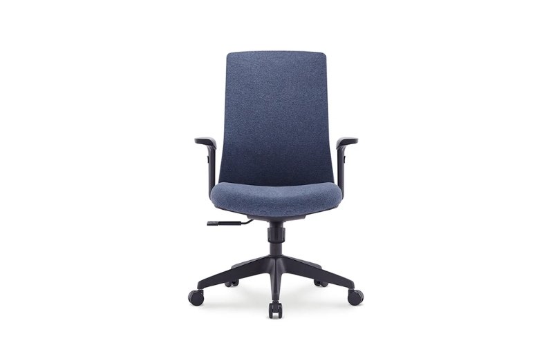 Compact ergonomic swivel office chair with armrests