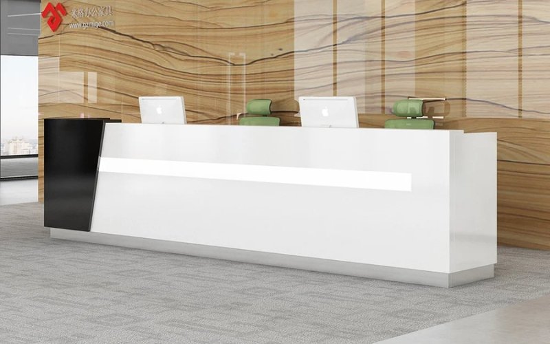 Modern office reception desk front view