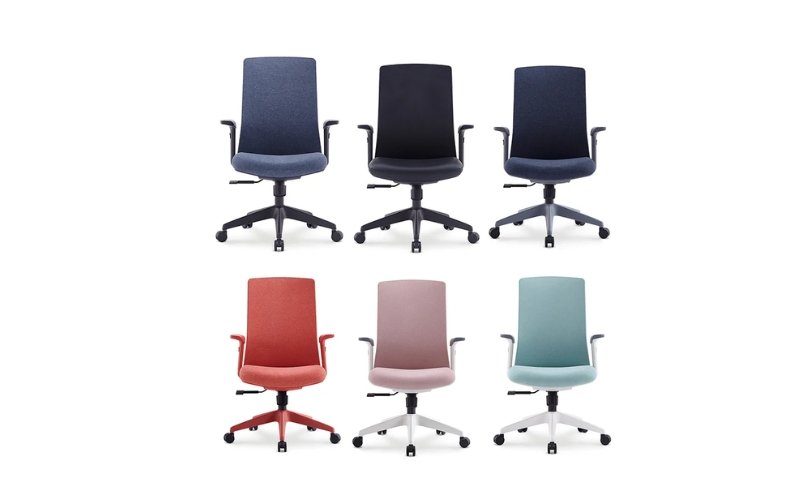 Modern small office chairs in compact workspace
