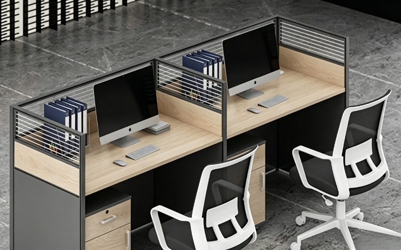 Glass Fabric Partition Cubicle Desk