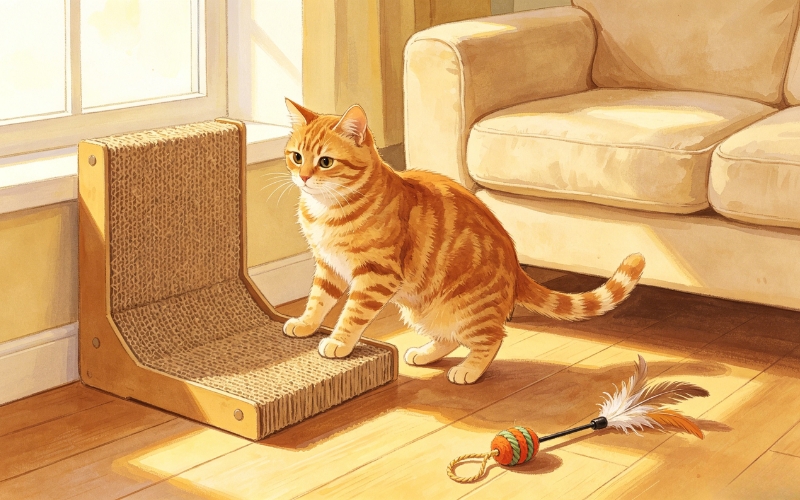 The Cat Is Scratching The Furniture